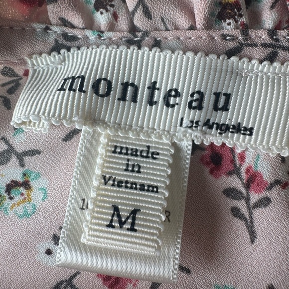 Monteau Blush Floral Ruffle Sleeve Blouse - Picture 2 of 5